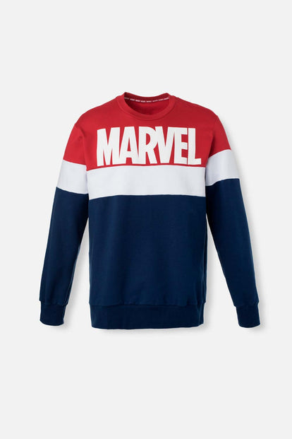 BUZO DE MARVEL ROJO, AZUL Y BLANCO CERRADO PARA HOMBRE