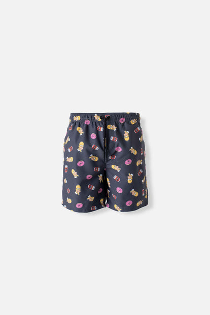  PANTALONETA DE BAÑO DE LOS SIMPSON GRIS ESTAMPADA PARA HOMBRE