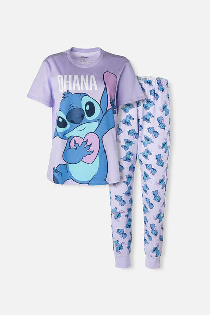  PIJAMA DE STITCH LILA DE PANTALÓN LARGO PARA MUJER