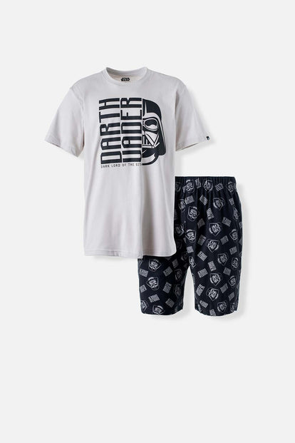  PIJAMA DE STAR WARS  DE PANTALÓN CORTO GRIS Y NEGRO PARA HOMBRE