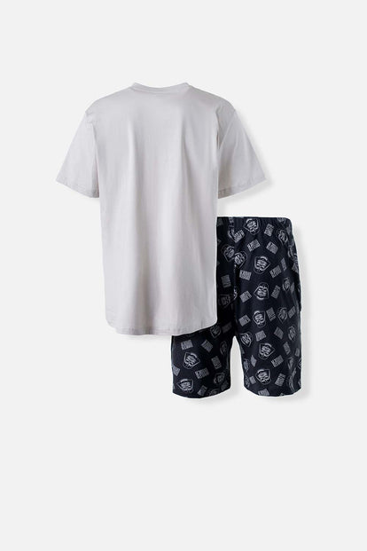 PIJAMA DE STAR WARS  DE PANTALÓN CORTO GRIS Y NEGRO PARA HOMBRE