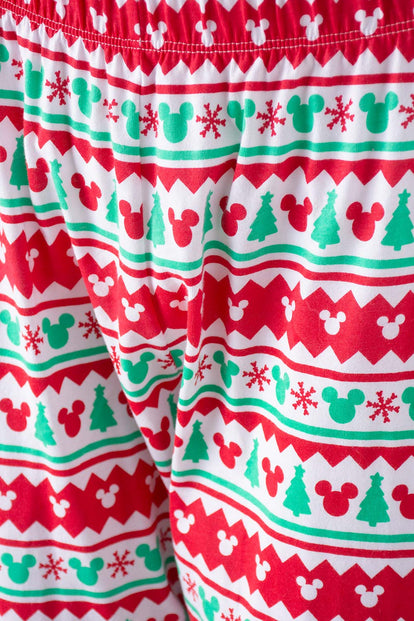  PIJAMA DE MICKEY MOUSE BLANCA, ROJA Y VERDE DE PANTALÓN LARGO PARA MUJER