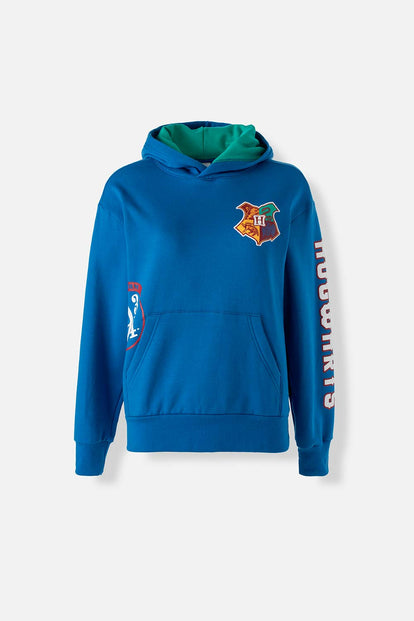  BUZO DE HARRY POTTER AZUL Y VERDE CON CAPUCHA PARA MUJER