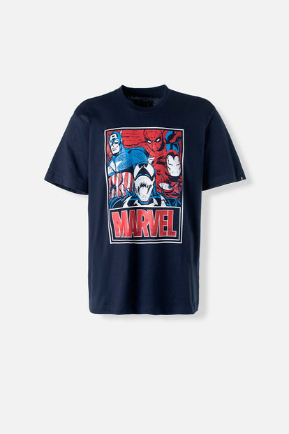  CAMISETA DE MARVEL MANGA CORTA AZUL PARA HOMBRE