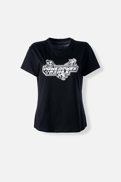  CAMISETA DE LAS CHICAS SUPERPODEROSAS NEGRA MANGA CORTA PARA MUJER