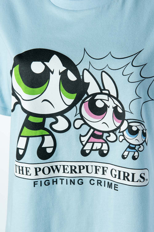 Card slide image -  PIJAMA DE LAS CHICAS SUPERPODEROSAS AZUL Y NEGRA DE PANTALÓN LARGO PARA MUJER