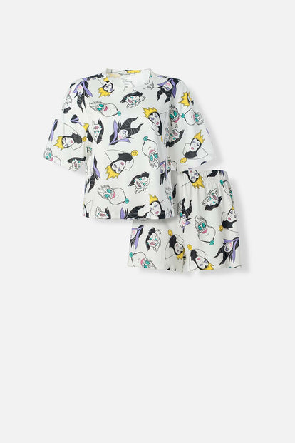  PIJAMA VILLANAS DISNEY MARFIL DE SHORT PARA MUJER