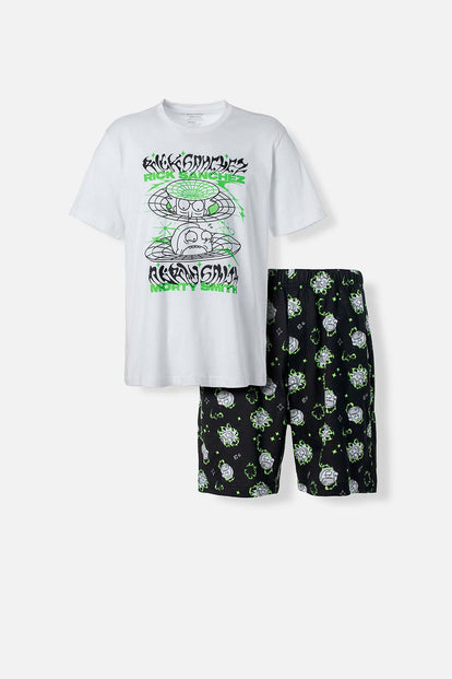  PIJAMA DE RICK Y MORTY DE PANTALÓN CORTO BLANCO PARA HOMBRE