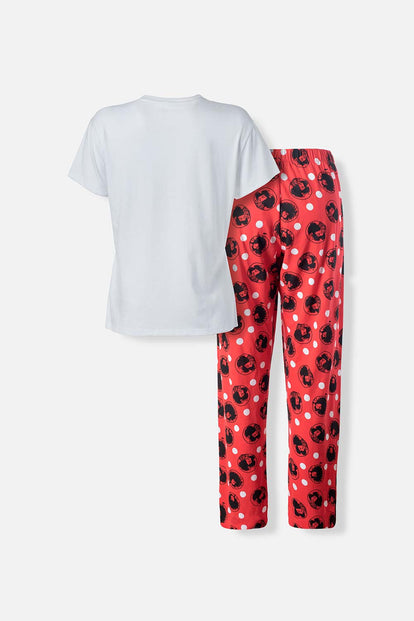  PIJAMA DE MAFALDA DE PANTALÓN LARGO BLANCO Y ROJO PARA MUJER