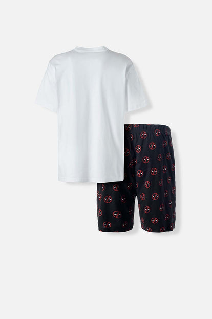  PIJAMA DE DEADPOOL PANTALÓN CORTO BLANCO Y NEGRO PARA HOMBRE
