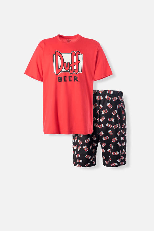 Card slide image -  PIJAMA DE LOS SIMPSON DE PANTALÓN CORTO ROJO Y NEGRO PARA HOMBRE