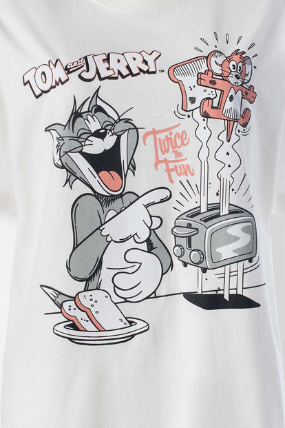  CAMISETA DE TOM Y JERRY REGULAR FIT PARA MUJER