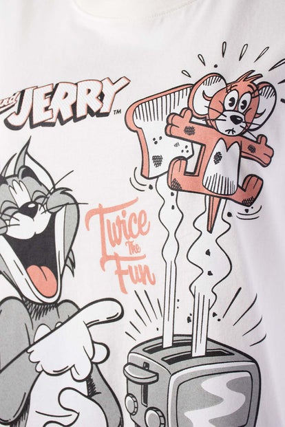  CAMISETA DE TOM Y JERRY REGULAR FIT PARA MUJER