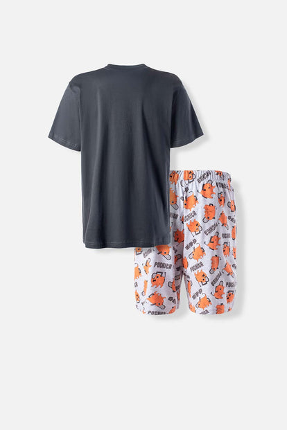  PIJAMA DE POCHITA PANTALÓN CORTO GRIS PARA HOMBRE