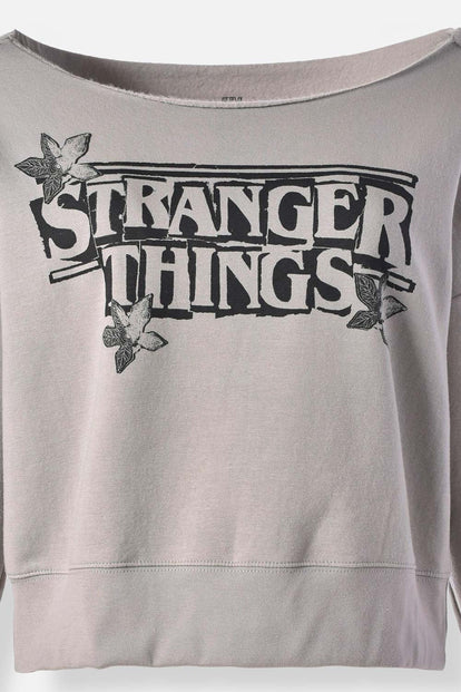  BUZO DE STRANGER THINGS CERRADO GRIS PARA MUJER
