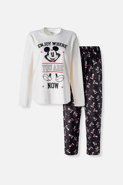  PIJAMA DE MICKEY MOUSE CON PANTALON LARGO PARA MUJER