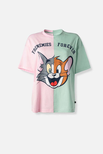  CAMISETA DE TOM Y JERRY REGULAR FIT PARA MUJER
