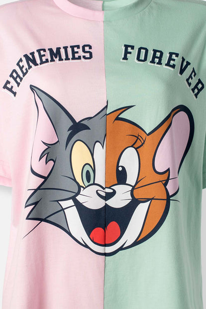  CAMISETA DE TOM Y JERRY REGULAR FIT PARA MUJER
