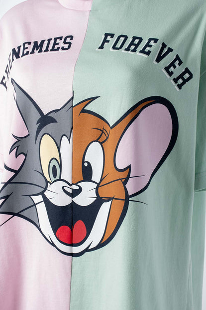  CAMISETA DE TOM Y JERRY REGULAR FIT PARA MUJER