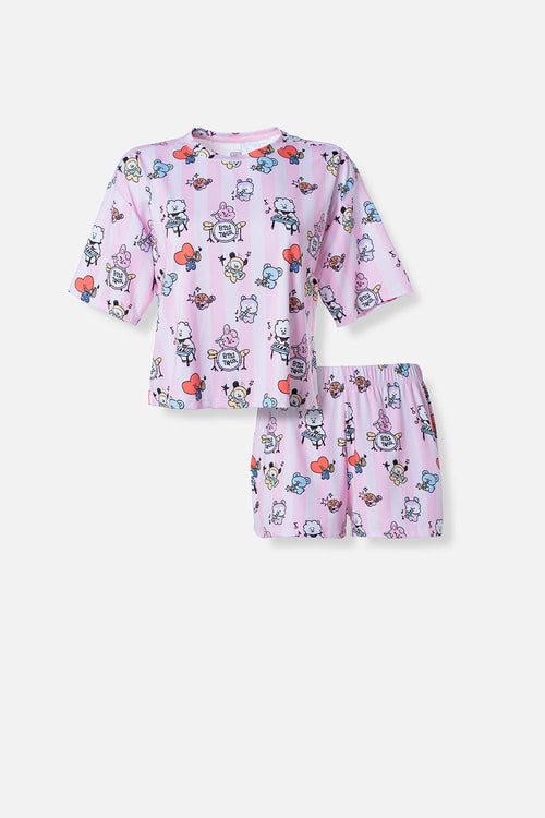 Card slide image -  PIJAMA DE BT21 CON PANTALON CORTO PARA MUJER