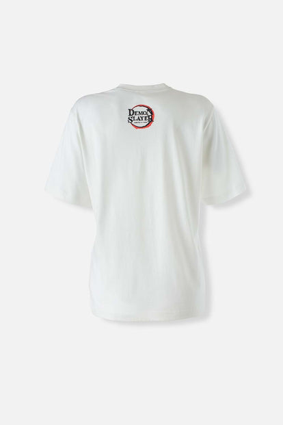  CAMISETA DE DEMON SLAYER MARFIL MANGA CORTA PARA MUJER