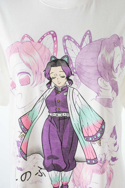 CAMISETA DE DEMON SLAYER MARFIL MANGA CORTA PARA MUJER