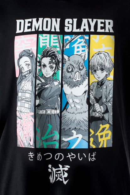  CAMISETA DE DEMON SLAYER NEGRA ESTAMPADA GÉNERO NEUTRO
